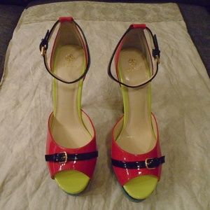 Isola Black Neon Multicolored Dance Club Heels
